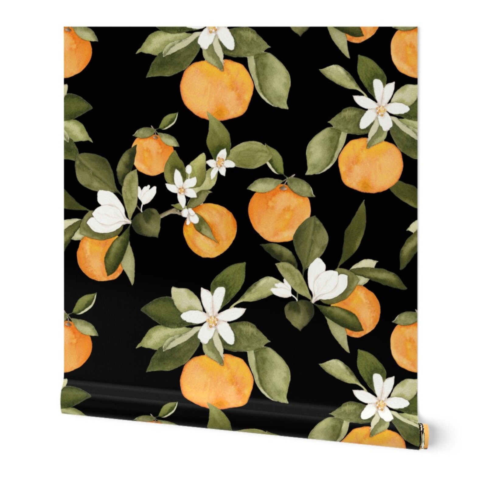 Watercolor Oranges Wallpaper Orange Blossom Dark by Etsy