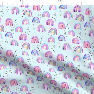 Watercolor Rainbow Fabric - Rainbows In The Sky By Erinanne - Rainbow Cotton Fabric By The Yard With Spoonflower