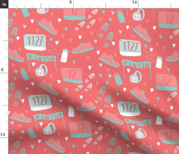 Running Fabric Love to Run Coral by Scarlette Soleil | Etsy