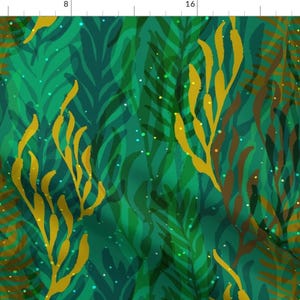 Forest Fabric - Underwater Forest {Turquoise} By Ceciliamok - Sea Forest Kelp Nautical Print Cotton Fabric By The Yard With Spoonflower