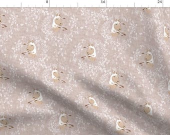 Pony Fabric - Pony Meadow (Warm Grey) By Nouveau Bohemian - Pony Wild Horse Boho Baby Nursery Cotton Fabric By The Yard With Spoonflower