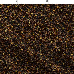 Astrocyte Orange Neurons Fabric - Astrocytes In Warm Colors By Hodgepodgebricolage - Astrocyte Cotton Fabric By The Yard With Spoonflower