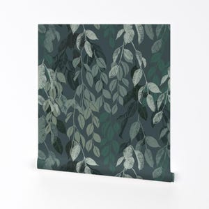 Botanical Vines Removable Peel and Stick Wallpaper - Serene Nature Calm Leaves - Wall Art Wall Decor - Leafy Tranquility by daniela_glassop