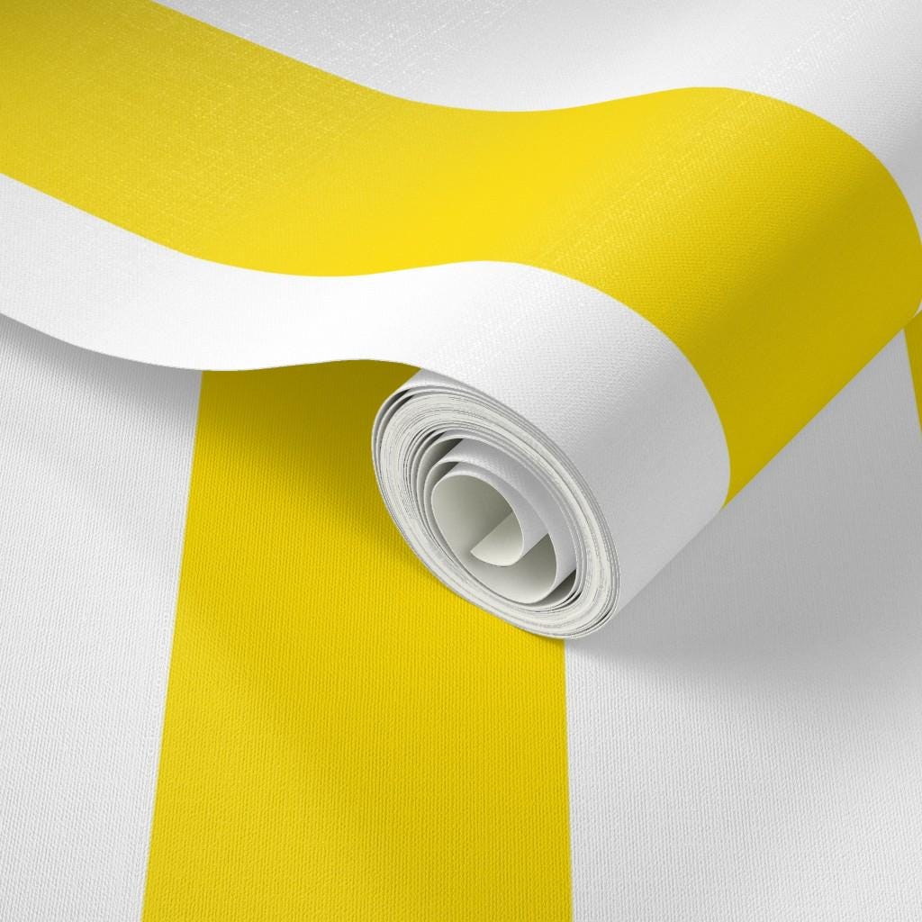 Preppy Yellow Stripe Removable Peel and Stick Wallpaper - Lemon Yellow ...