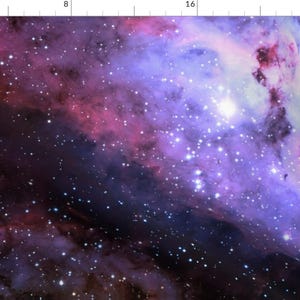 Carina Nebula Fabric - Carina Nebula (Edited, Blue) By Azizakadyri - Purple Galaxy Cotton Fabric By The Yard With Spoonflower
