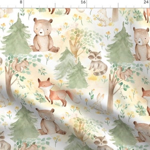 Gender Neutral Cotton Fabric Sage Green Woodland Animal Collection Petal Signature Quilting Cotton Mix & Match Fabric by Spoonflower image 2