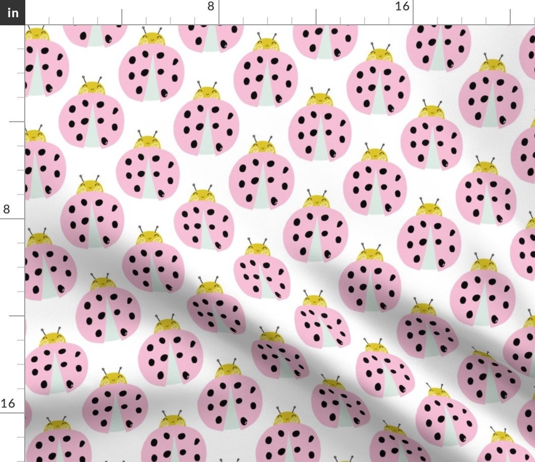 Ladybug Fabric Ladybugs by Paperandpickles Ladybug Pink Cute Bug Insect ...