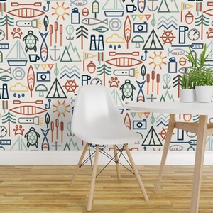 Lake House Peel and Stick Wallpaper - Cabin Wildlife Camping Rustic Outdoors  - Removable Wall Decor Art - Down By The Lake by sarahparr