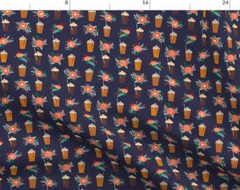 Autumn Floral Fall Pumpkin Spice Latte Fabric Autumn Pumpkin Spice Coffee By Charlotte Winter- cotton fabric by the yard with Spoonflower