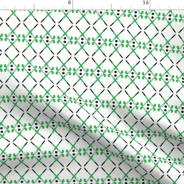 Field Hockey Sticks Fabric - Hockey Sticks By Manjula - Field Hockey Sticks Green Black White Cotton Fabric By The Yard With Spoonflower