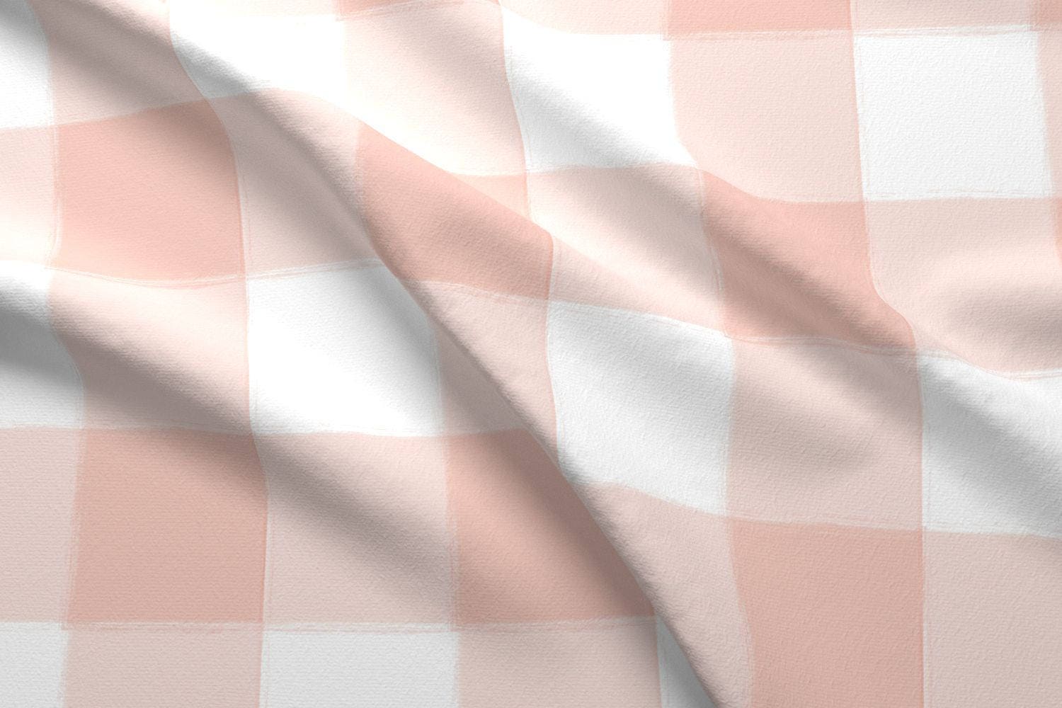 Buffalo Check Fabric Large Blush Pink Buffalo Check Gingham Etsy