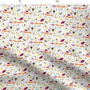 Woodland Fox Fabric - Autumn Fox White By Shindigdesignstudio - Nursery Woodland Fox Cotton Fabric By The Yard With Spoonflower