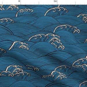 Ocean Waves Fabric - Waves By Ceciliamok - Blue Ocean Tropical Water Crashing Waves Nautical Swim Cotton Fabric By The Yard With Spoonflower