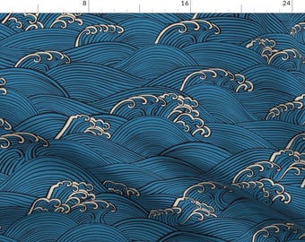 Ocean Waves Fabric - Waves By Ceciliamok - Blue Ocean Tropical Water Crashing Waves Nautical Swim Cotton Fabric By The Yard With Spoonflower