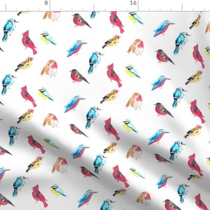 Watercolor Bird Fabric - Birds By Erinanne - Birds Cotton Fabric By The Yard With Spoonflower
