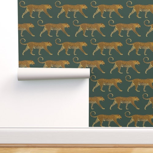 Leopard Wallpaper Self Adhesive Removable Dark Tropical Leaves Etsy