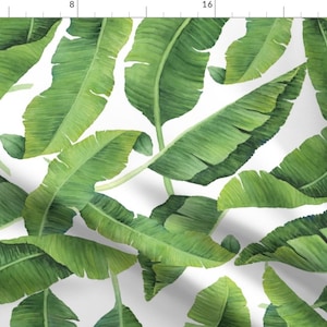 Banana Leaves Fabric - Watercolor Banana Leaves By Taylor Bates Creative - Banana Leaves Cotton Fabric By The Yard With Spoonflower