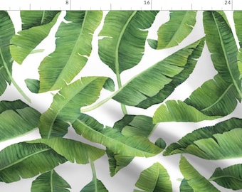 Banana Leaves Fabric - Watercolor Banana Leaves By Taylor Bates Creative - Banana Leaves Cotton Fabric By The Yard With Spoonflower