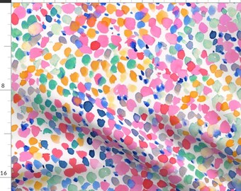 Rainbow Fabric - Lighthearted Pastel  by mjmstudio - Modern Colorful Pastel Abstract Watercolor Polka Dots Fabric by the Yard by Spoonflower