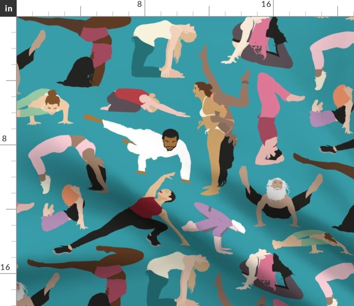 Yoga Namaste Blue Fitness Fabric Health Fabric Yoga For Etsy