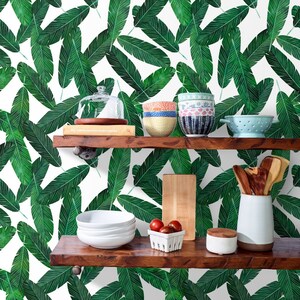 Banana Leaves Wallpaper Banana Leaves on White by - Etsy