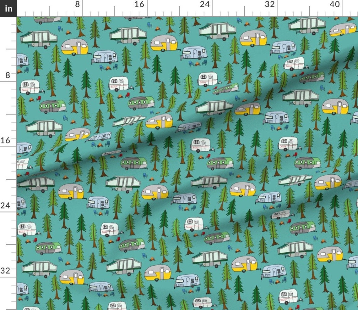 Camper Vans Fabric Campers in the Park by Jeannemcgee Etsy