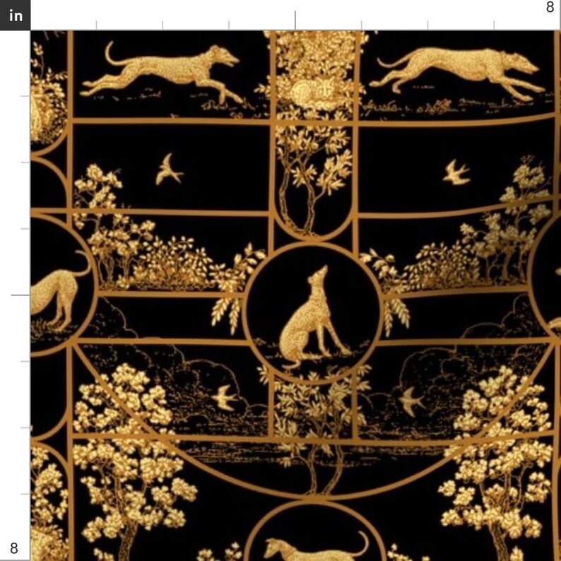 Greyhound Toile Fabric - Autumn Greyhounds Black Â©2011 by Jane Walker ...