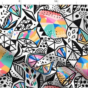 Pop Art Graphic Fabric - Lemon Design Pop Art Citrus Doodle Design By Kostolom3000 - Lemons Cotton Fabric By The Yard With Spoonflower