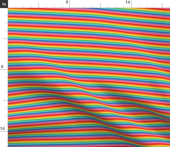 Bold Rainbow Stripes Fabric Tiny Rainbow Stripes 2 by | Etsy