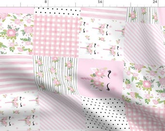 Unicorn Pink Cheater Quilt Fabric - Unicorn Cheater Quilt Wholecloth Unicorn Quilt Nursery Fabric Pink Unicorn Railroad By Charlottewinter