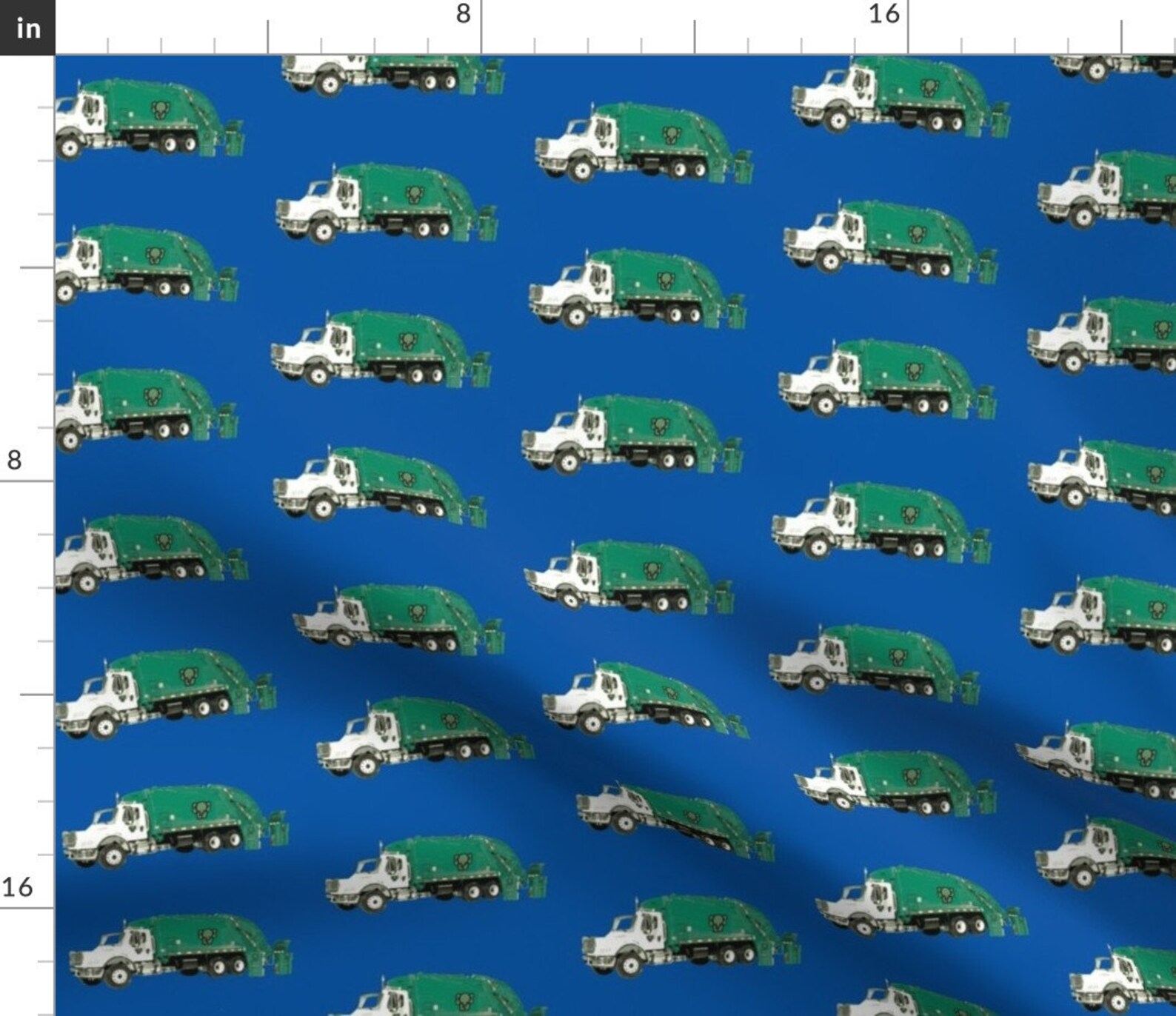 Garbage Truck Fabric Tossed Garbage Trucks on Blue by - Etsy
