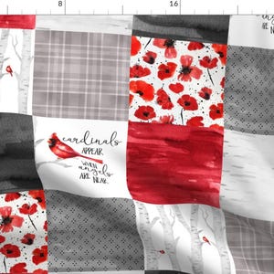 Cardinal Red Quilt Fabric - Cardinals//Angels Are Near - Wholecloth Cheater Quilt By Longdogcustomdesigns - Cardinal Fabric With Spoonflower