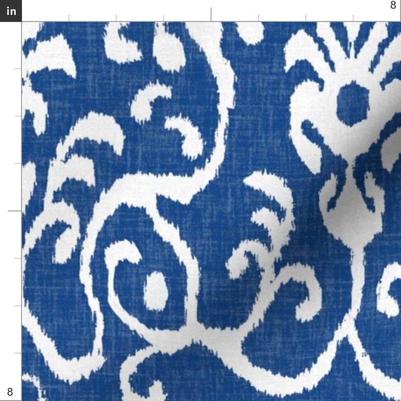 Blue Damask Ikat Fabric Lucette Ikat in Navy by Etsy