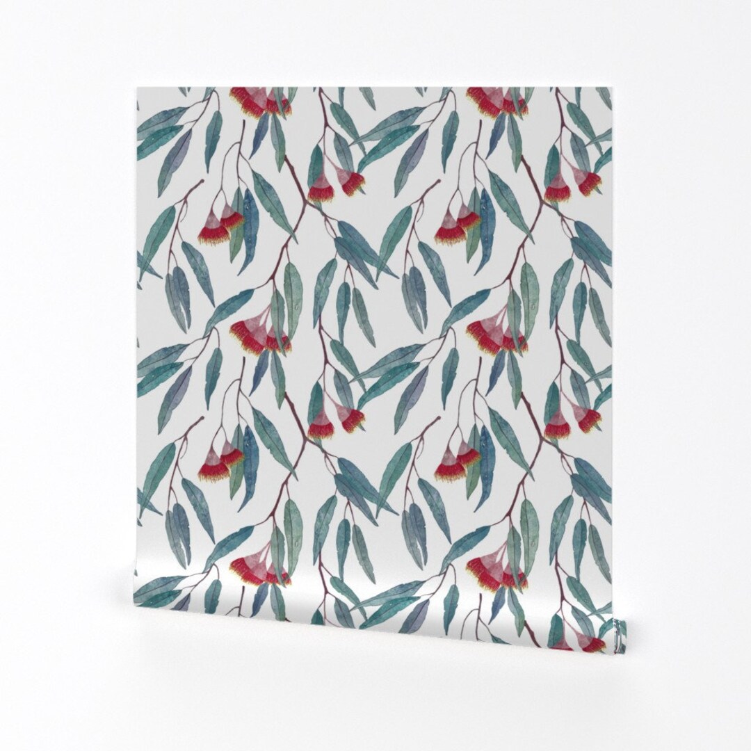 Eucalyptus Wallpaper Eucalyptus Leaves and Flowers by Lavish Etsy