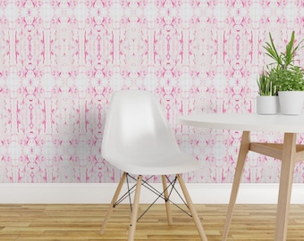 Abstract Peel and Stick Wallpaper - Faux Acid Wash Teenager 90s 80s Retro Tween - Removable Wall Decor Art - Peony Service Pinks by eti_enne