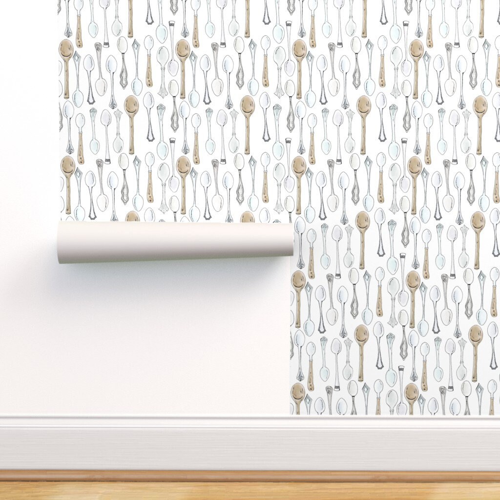 Spoons Wallpaper Spoons by Svaeth Watercolor Kitchen Home - Etsy