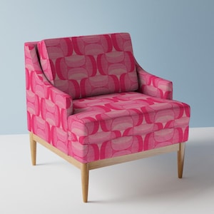 Mod Mushrooms Upholstery Fabric- Hot Pink Mushies by wren_leyland - Bright Pink Mid Century Modern   Fabric By The Yard With Spoonflower