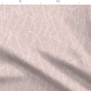 Blush Pink Banana Leaves Fabric - Banana Leaves Outline Dusty Pink By Daniteal - Tropical Banana Leaf Fabric By The Yard With Spoonflower