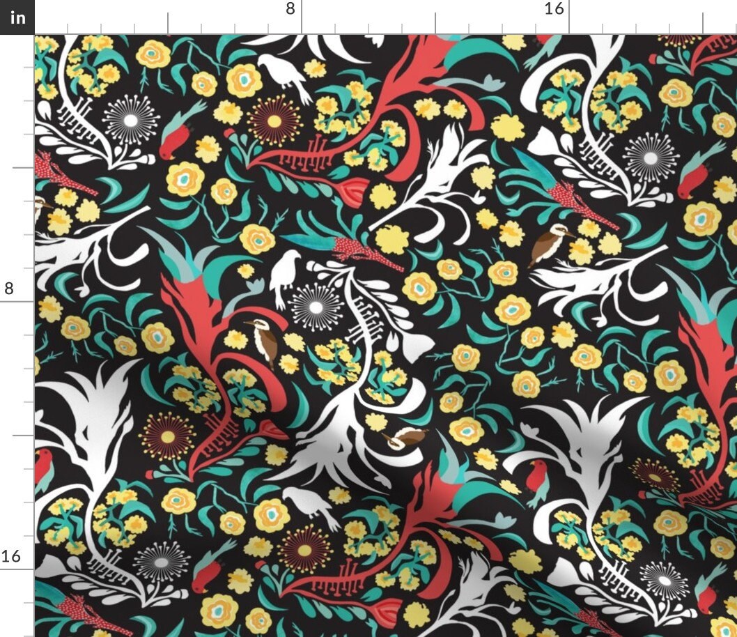 Australia Flora and Fauna Fabric Kookaburra Camouflage By Etsy