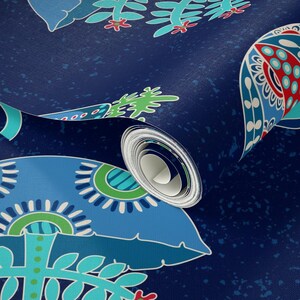 Jellyfish Wallpaper - Jellyfish Jubilee By Shellypenko - Blue Teal Red Custom Printed Removable Self Adhesive Wallpaper Roll by Spoonflower image 3