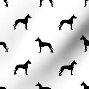 Great Dane Fabric - Great Dane Silhouette Dog Fabric White By Petfriendly - Black Great Dane Dog Cotton Fabric By The Yard With Spoonflower image 2