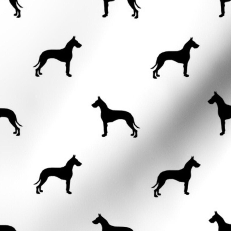 Great Dane Fabric - Great Dane Silhouette Dog Fabric White By Petfriendly - Black Great Dane Dog Cotton Fabric By The Yard With Spoonflower image 2
