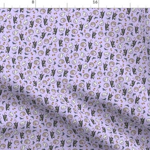 Opossum Fabric - Trash Babies by whimsywalkerart - Animals Cute Nature Lavender Woodland Kids Purple Gray Fabric by the Yard by Spoonflower