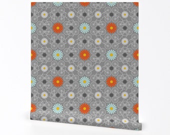 Bicycle Wallpaper - Cycling Time For Flower Power By Sef - Bicycle Custom Printed Removable Self Adhesive Wallpaper Roll by Spoonflower