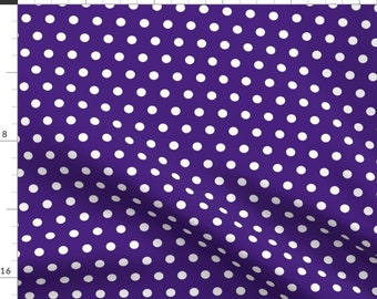 Purple Fabric - Polka Dots On Purple By Littlearrowdesign - Polka Dots White On Purple Spots Cotton Fabric By The Yard With Spoonflower