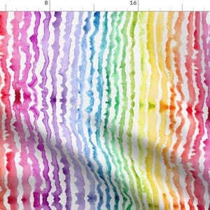 Rainbow Stripe Fabric - Rainbow Drip Stripe by garden_girl_studio - Watercolor Painterly Colorful Pride Fabric by the Yard by Spoonflower