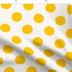 Orange White Circle Spots Fabric - Polka Dot Yellow By Mjmstudio - Polka Dot Cotton Fabric By The Yard With Spoonflower