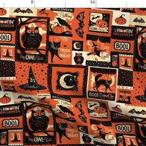 Halloween Fabric - Vintage Halloween Patchwork Small By Johannaparkerdesign - Johanna Parker Cotton Fabric By The Yard With Spoonflower