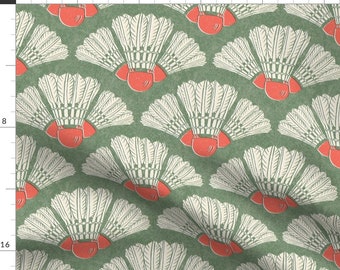 Badminton On Green Fabric - Badminton Fan by moniquebeaudincollections - Sports Fans Sporty Whimsical Fabric by the Yard by Spoonflower