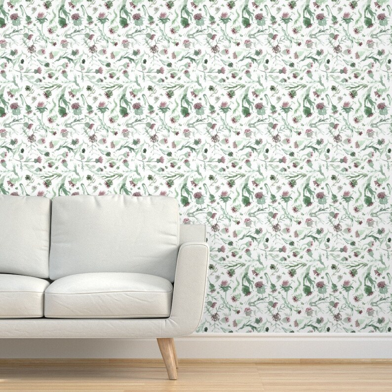 Thistle Wallpaper Thistle Watercolor by Aliceelettrica - Etsy